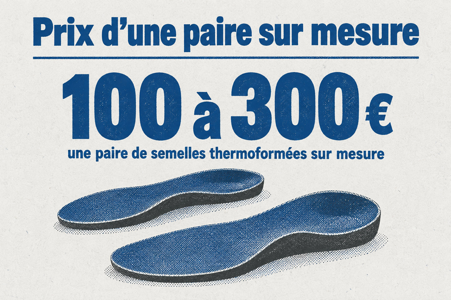 Une paire de semelles thermoformées sur mesure coûte généralement de 100 à 300 €.