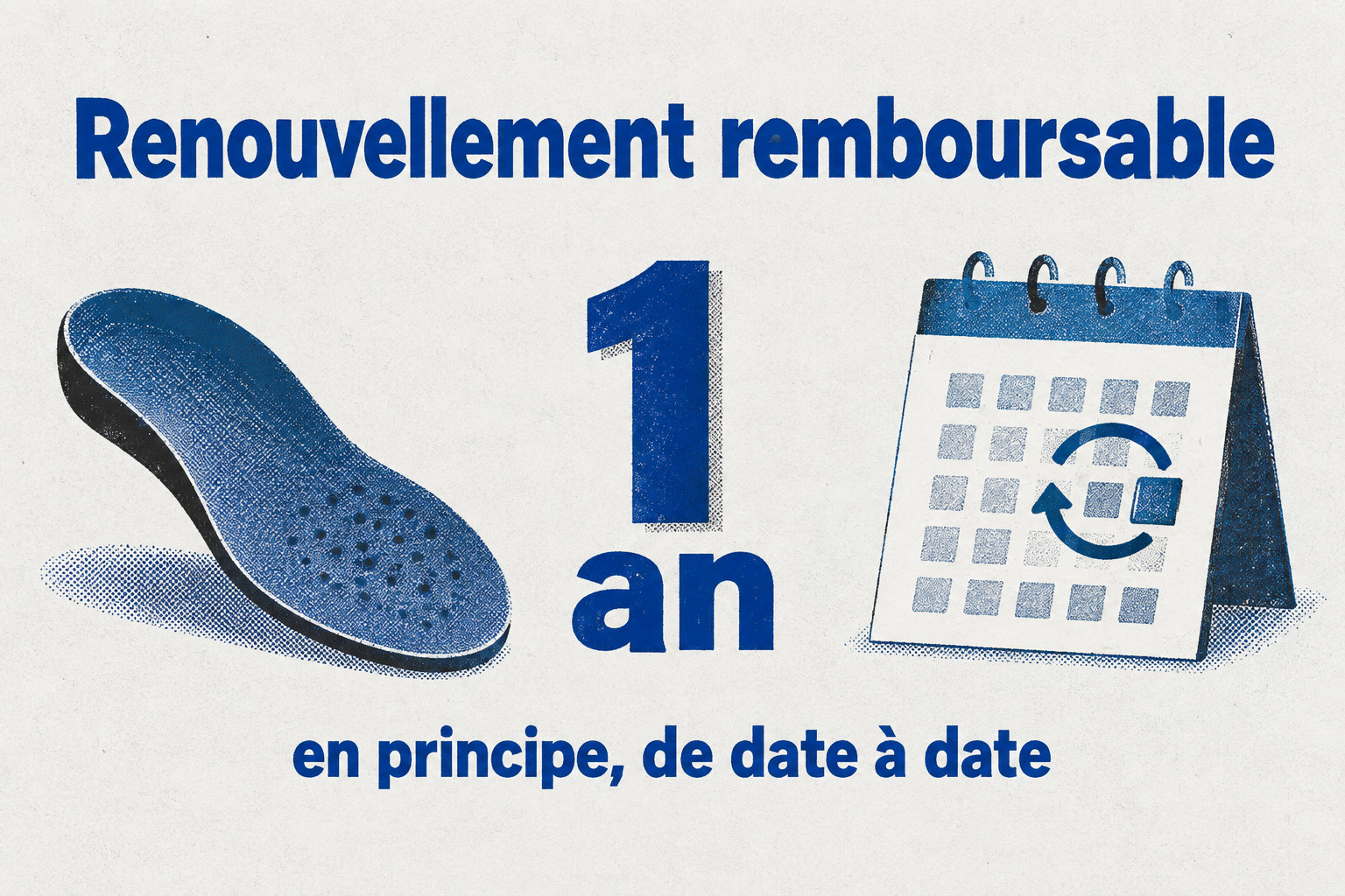 Pour un adulte, une nouvelle paire remboursable intervient en principe une fois par an, de date à date, à compter de la délivrance des semelles.
